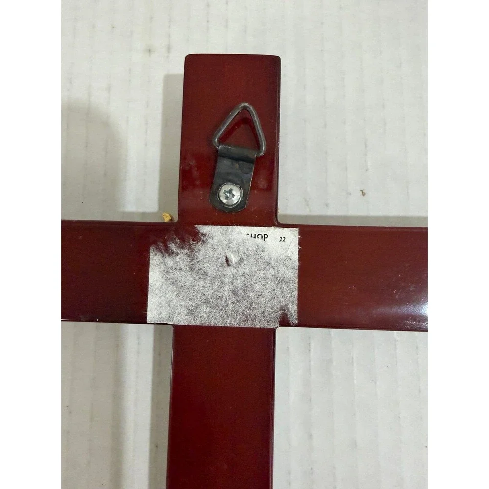 Vintage 50th Anniversary Wall Cross Gold Roses Burgundy Wood Religious Decor